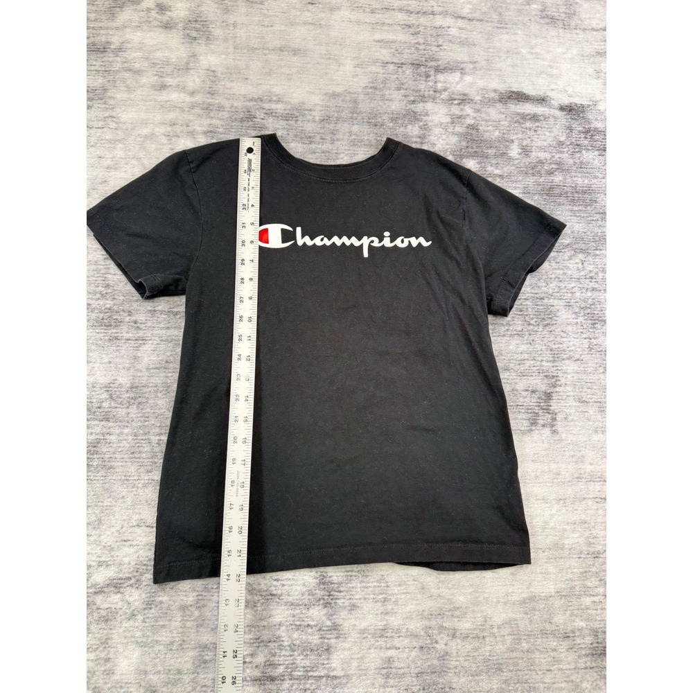 Champion Womens Black Graphic Script Logo Short Sleeve T-Shirt GT18H Small - Picture 5 of 6
